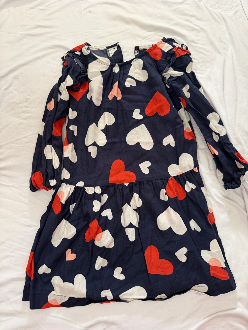 GAP Navy Dress with Red, White, and Light Pink Heart Print
